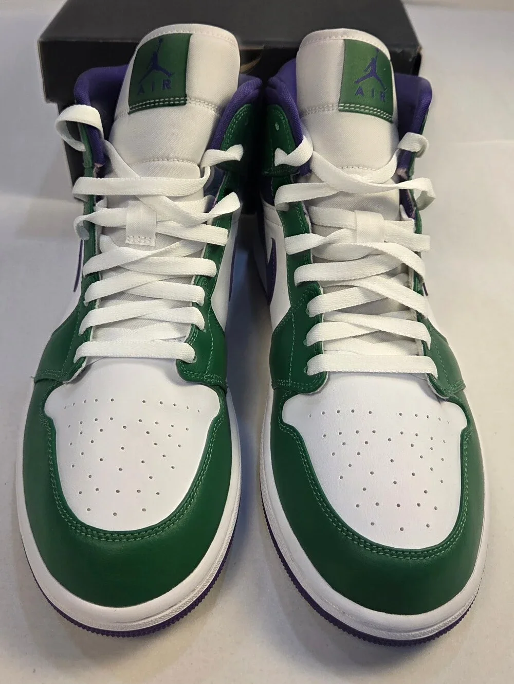 Nike Air Jordan 1 Mid White/Green/Purple Men's Sneakers